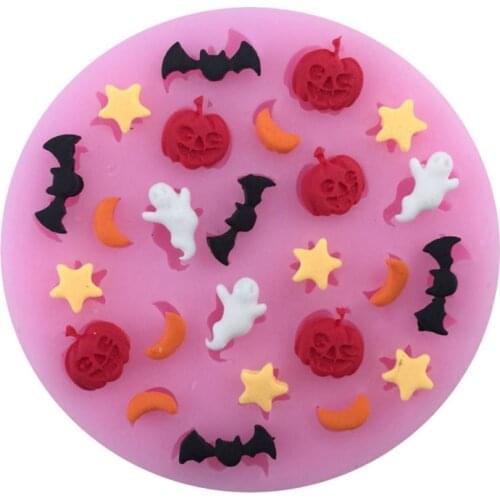 Halloween Pumpkin Star Moon Bat Shape Silicone Cake Mold Candy Clay Chocolate Fondant Mould DIY Cake Decoration Tools
