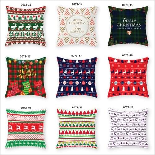 Hottest Cushion Cover 45x45 cm Christmas Decoration Jinya Home Tree Elk Printed Cotton Linen Zipper Design Sofa Car Pillowcases