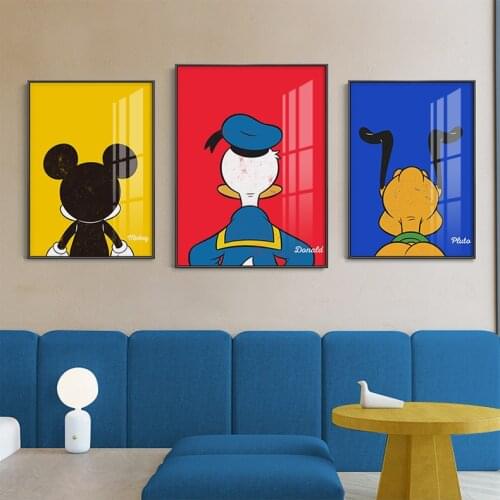 Disney Back View Canvas Paintings Cartoon Donald Duck Mickey Mouse Posters and Prints Wall Art Picture for Girls Room Home Decor