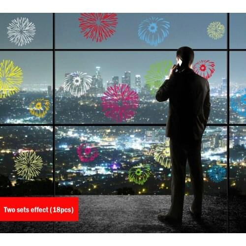 Colorful Firworks Removable Wall Stickers Happy New Year Vinyl Wall Decal For Living Room Office Shop window Showcase Mural M50