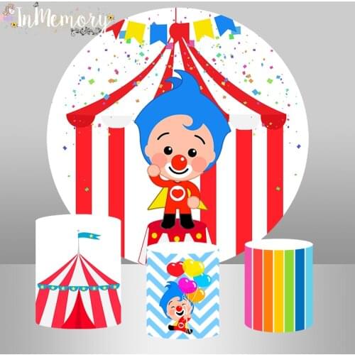 Circle Round Backdrop Kids 1st Birthday Party Decoration Photography Banner Cartoon Animals Plim Photo Background