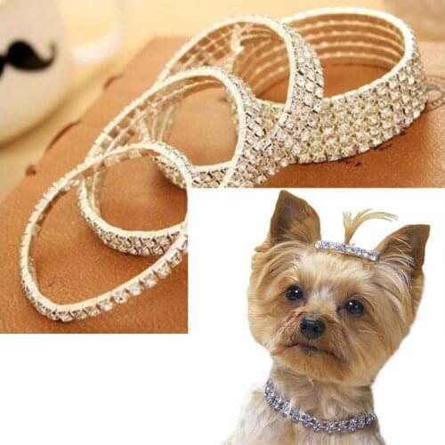 Cute Mini Pet Necklace Crystal Collars Pet Cat Dog Bling Rhinestone Chocker Collar Chihuahua Dog Pet Jewearl Collars Accessory