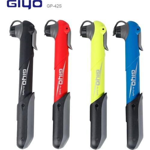Giyo Compact Cycle Air Inflator Foldable Handle Bike Pump 120 psi Cycling Hand Use Ball Tire Fits Schrader & Presta GP-42S