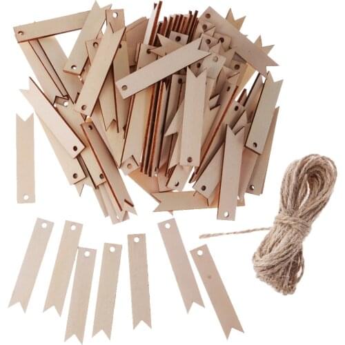 New Hot 100 Pieces Nature Color Wooden Embellishment Tags DIY Craft Wood Hanging Decoration for Wedding Decor Handmade Tags Gif