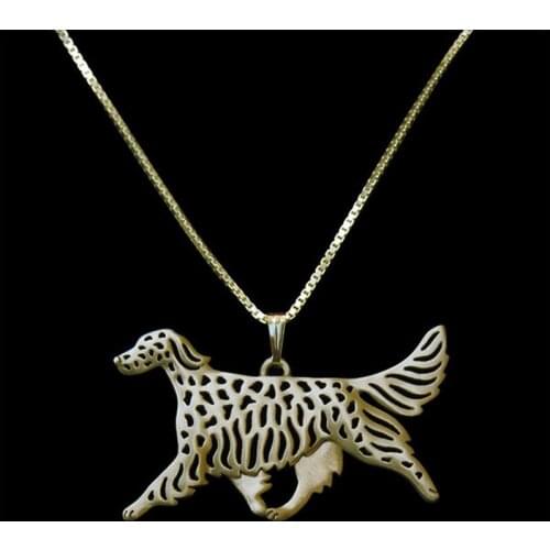 Womens Metal Dog Shaped Jewelry Necklaces English Setter Dog Necklaces For Lovers Drop Shipping