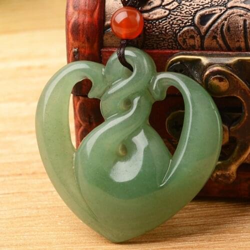 Natural white Heart-shaped green jade pendants handcarved raw jade pendant natural jade stone jadeite jade necklace jade jewelry