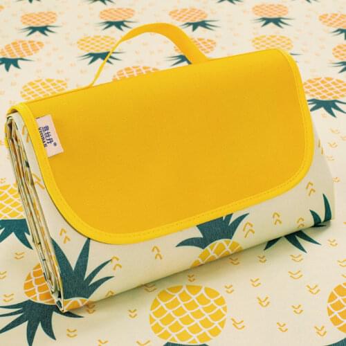 200*145cm Portable Large Folding Camping Mat Waterproof Pineapple Printed Outdoor Picnic Mats Multiplayer Beach Blanket Sandless