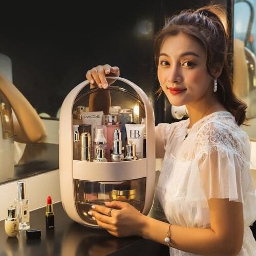 Transparent Cosmetic Organizer Creative Makeup Storage Box Protable Desktop Organizer Drawer Storage Bins Waterproof Beauty Box