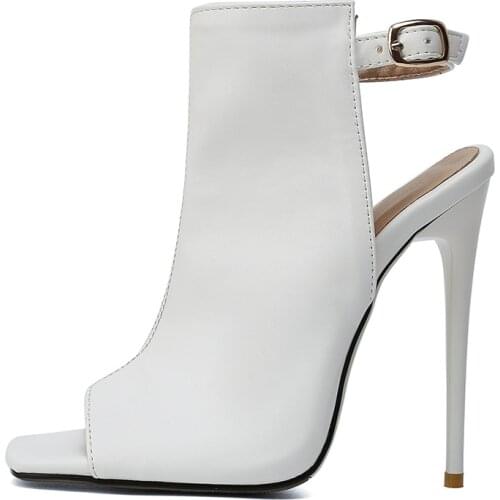 Summer Women Clear Heels White Buckle Sandals Fashion Sexy New Peep toe Sandals Stilettos Heels Consice 35-48