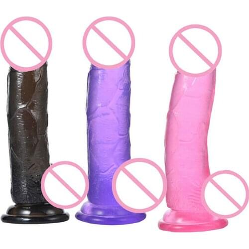 Sex Toys Man Fake Penis Realistic Big Dildo Silicone Transparent Crystal Glass Strong Suction Cup Dildo For Women