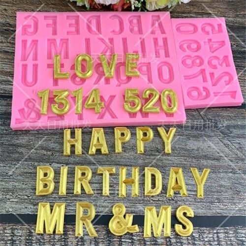 Letter/alphabet and Arabic numerals silicone mold Gumpaste chocolate fudge cake decoration tool sugar craft mold DIY cake