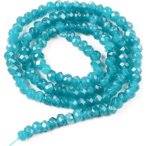 2-4mm Blue Faceted Flat Jades Beads Natural Stone Loose Beads DIY Making Bracelet Necklace Jewelry Accessories