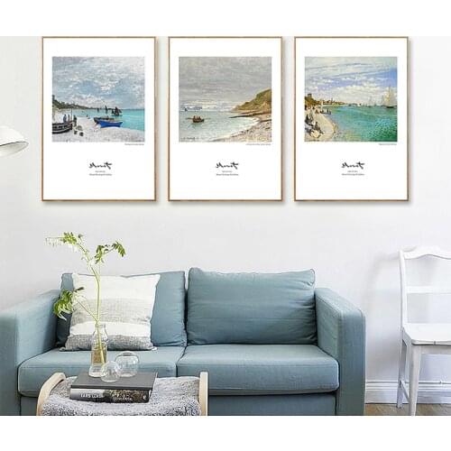 Nordic Beachl Lanscape Wall Art Canvas Poster and Print Canvas Painting Decorative Monet Picture for Living Room Home Decor