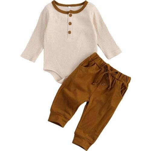 Newborn Baby Boys Clothes Set Ribbed Knitted Tops +Pants Casual Outfits Infant Boys Tracksuit 2pcs Clothing For Kids Sets