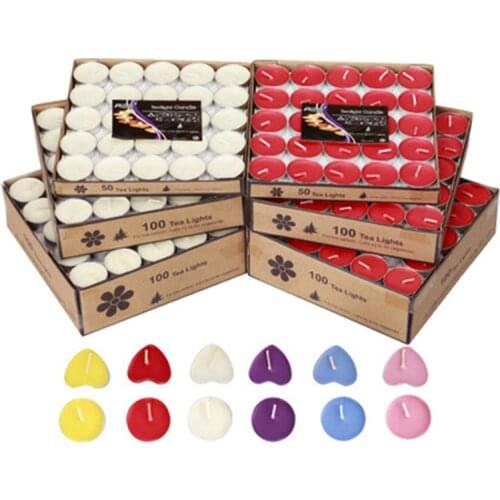 50pcs/set Romantic Smokeless candles circle heart-shaped Tealight decorative candle for birthday wedding party home decor