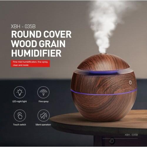 130ML XBH - 035B Wood Grain Humidifier Air Freshener Moisturizer Night Light Sprayer Office Home Study Yoga Bedroom Humidifier