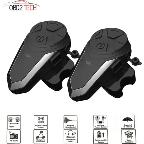 BTS3 Helmet Intercom Motorcycle Helmet Intercom Waterproof Walkie-talkie Stereo Interphone With FM Wireless Bluetooth Headset