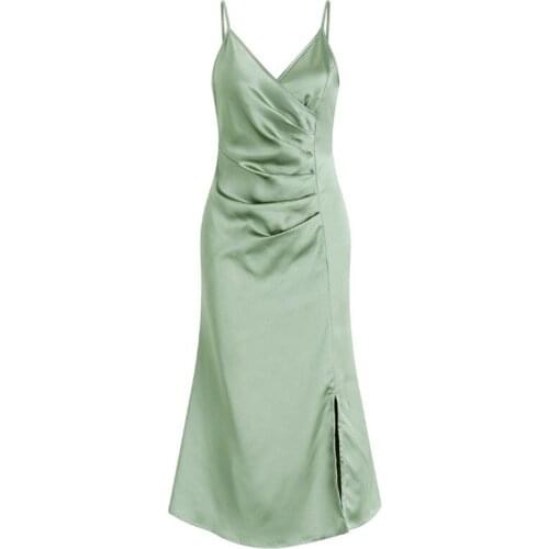 ZC3130 2021 Summer new women fashion temperament sexy V-neck high-waisted pleated dress trend cheap wholesale