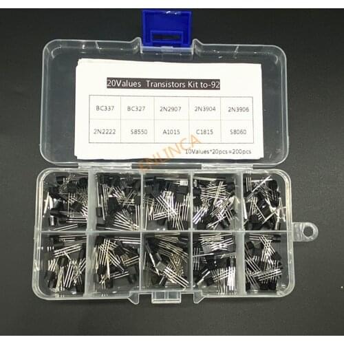 10Values*20pcs=200/set Transistors Box Pack Transistor kit TO-92 BC337 BC327 2N2222 2N2907 2N3904 2N3906 S8050 S8550 A1015 C1815