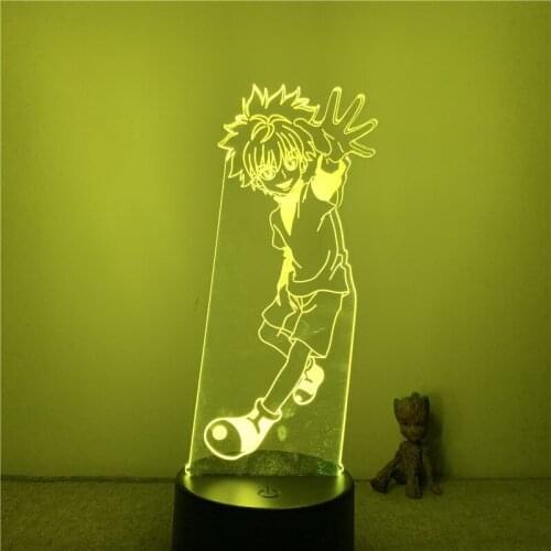 3D Lamp Action Figure Hunter X Hunter Killua Smile Waving LED NightLight 7 Colors Touch Table Decor Night Light Gift Model