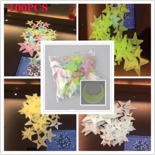 3D Star and Moon Wall Stickers for Living Room Home Energy Storage Fluorescent Glow In The Dark Luminous Bedroom Ceiling Decor
