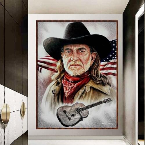 5D DIY Diamond Painting American Rock Singer Willie Nelson Full Drill Cross Stitch Kits Rhinestone Mosaic Embroidery Home Decor