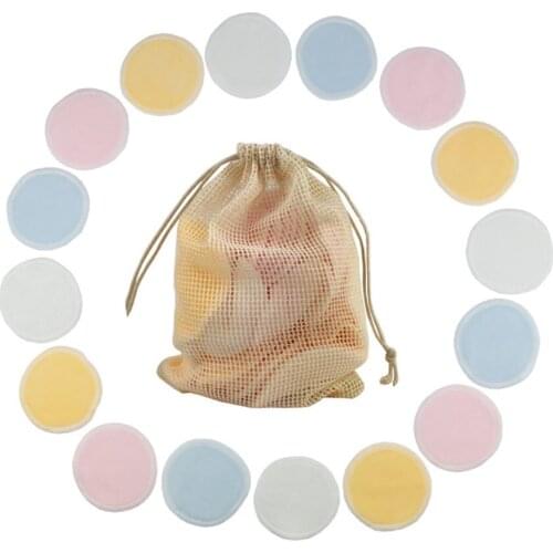 6PCS/Pack Reusable Bamboo Fiber Makeup Remover Pads Washable Rounds Cleansing Facial Cotton Make Up Removal Pads Tool