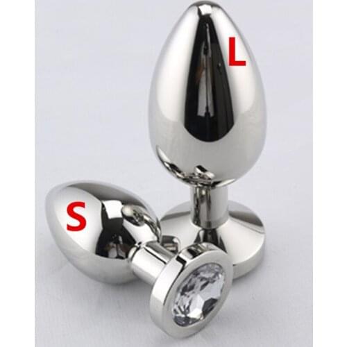 Heavy 304 Stainless Steel Anal Plug Metal with Transparent Stone Anus Stimulator Adult Games Sex Toys for Women and Men GS0253