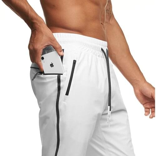 Summer Men`s Sports Pants Slim Stretch Loose Pant Men White Sweatpants Reflective Waterproof Quick Dry Trousers