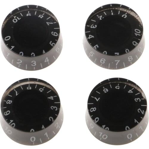 6mm Black Plastic Control Knobs for Electric Guitar 4pcs