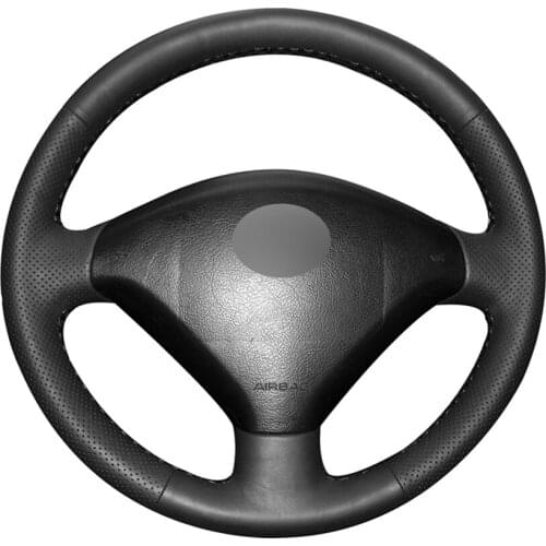 Black PU Faux Leather DIY Car Steering Wheel Cover for Peugeot 307 2001-2008 307 SW 2005-2008