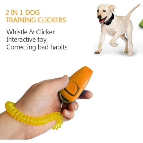 Dog Clicker Toys Pet Training Clicker Obedience Dog Cat Training Trainer 2 in 1 Whistle Pet Training Tools Key Ring