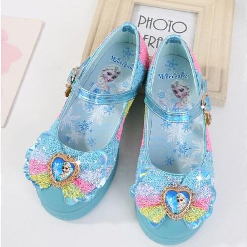 Kids Elsa Princess Sandals Children Girls Bow Wedding Shoes Fashion diamond Dress Shoes Party Sandals For Girls