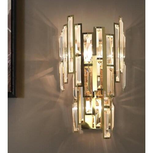 Home led wall fixture Large mirror led Crystal Wall sconce for Living Room project Villa Gold Wall sconce Bedroom Led wall light