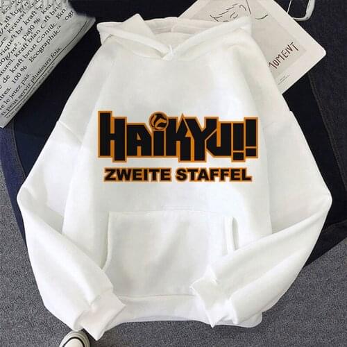 Haikyuu!! Japan Anime Print Hoodie Harajuku Aesthetic White Tops Hoodies Women 2021 New Autumn Fashion Y2k Streetwear Sweatshirt