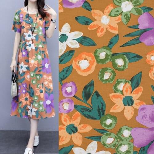 The Sunflower On Yellow Print Tencel Cotton Fabric For Dress Tissus Coton ImprimÉ Sewing Telas Algodon Estampadas Ткань Au MÈTre