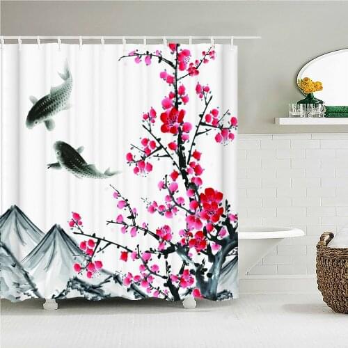 Chinese style ink painting plum blossom artistic conception simple shower curtain bathroom layout home decoration