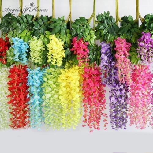 Artificial wisteria flower vine ceiling DIY wedding arch rattan bean flower string bunch party home Christmas flower wall decor