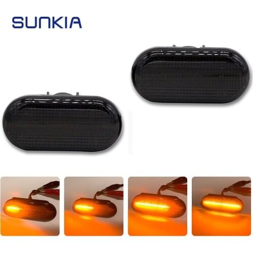 SUNKIA LED Side Marker Light for Nissan/Opel/Renault Error Free OEM Plug Amber Flowing Light Turn Signal Lamp