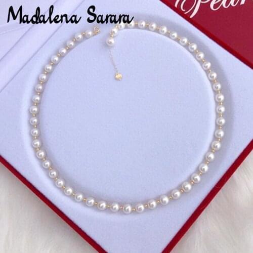 MADALENA SARARA AAA 8-9MM FRESHWATER PEARL NECKLACE WOMEN PEARL JEWELRY Natural White Round Shape S925 Clasp18k Gold Clasp