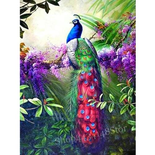 MHD full square peacock 5d diy diamond painting animal kit 3d diamond mosaic crafts diamond cross stitch