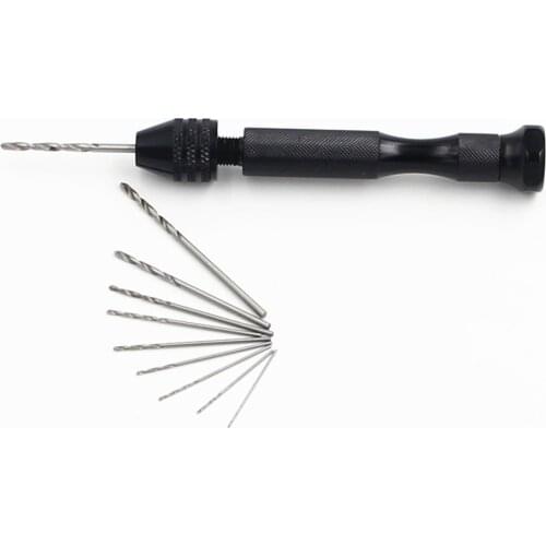 Mini Micro Aluminum Hand twisted Tool Drill Bit With Keyless Chuck +10x Twist Drills DIY Wood Rotary Tools