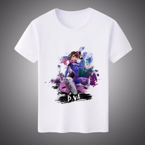 Wholesale 2018 Mens Fashion Short Sleeve Game OW D.va Printed T-shirts Funny Tee Shirts Hipster O-neck Popular Tops Free Ship