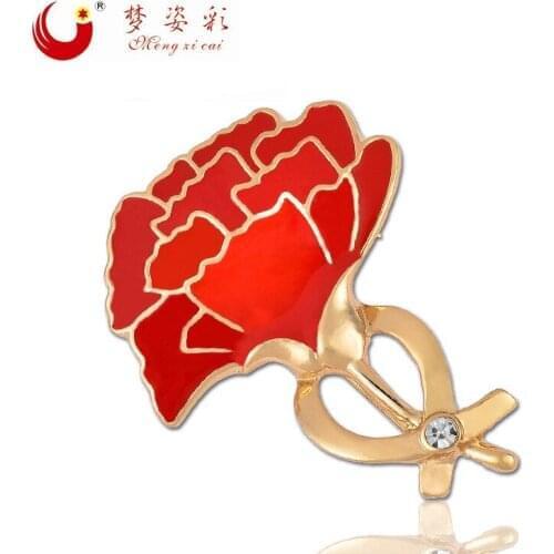 MZC Small Exquisite Gold Red Flower Brooch Vintage Brosche for Women Cravat Girlfriend Gift Brooch Costume Jewelry Mothers Day