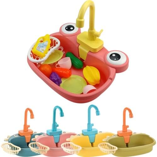 Childrens Kitchen Toy Set with Running Water Educational Gifts for Girls Boys Kitchen Washing Dishes Early Education Puzzle Toy