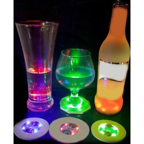Bottle Stickers Coasters Lights Battery Powered LED Party Drink Cup Mat Christmas Vase New Year Halloween Decoration Lights