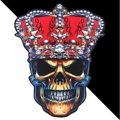 Oversized Bone Head Patch Sew on printing Embroidered Biker Patches Stripes For Clothes Jacket T-shirt Skull Patch Applique