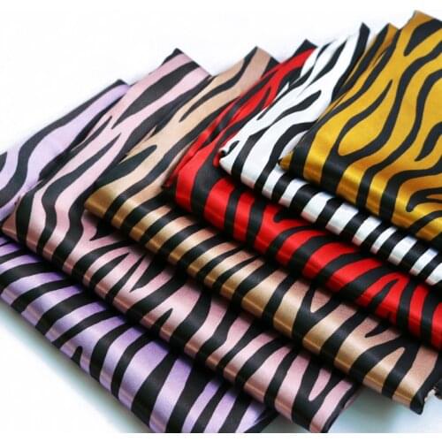 By Meter Soft Satin Fabric Zebra Striped Charmeuse Lining Geometric