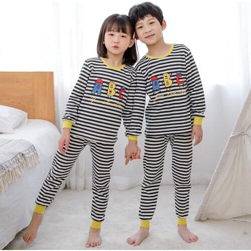 Baby Boys Pajamas Set Cotton Kids Sleepwear Stripe Print Winter Girls Clothes Full Sleeve Pijama Infantil 2pcs Children Clothing
