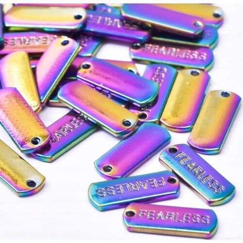 10pcs Word Tag Charm Fearless Cham Pendants For Women Men DIY Necklace Anklets Accessories For Jewelry Making Supplies Materials